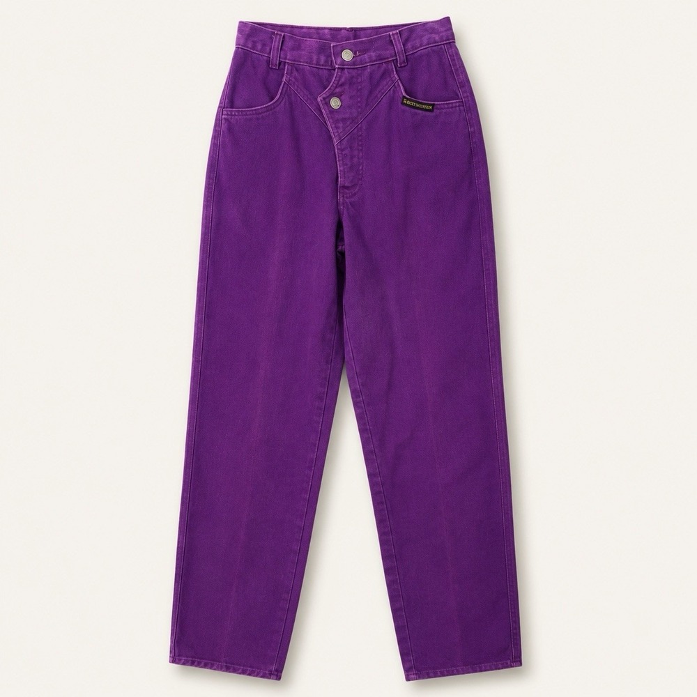 Vtg Rocky Mountain  Purple Jeans Women Western High Rise Cowgirl USA Rodeo 28x36